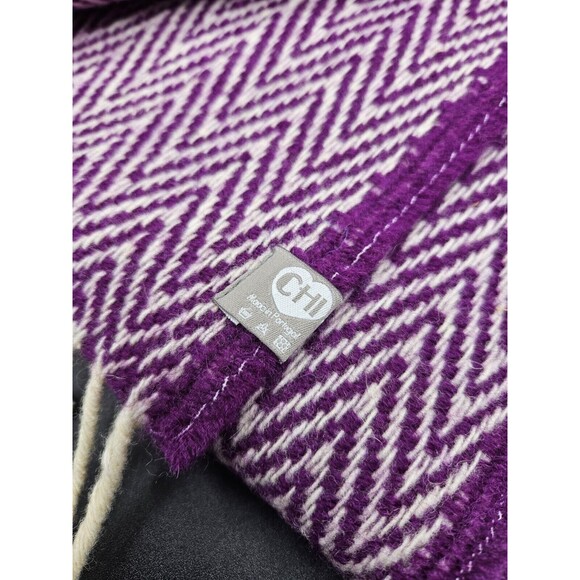 Chi Coracao Wool Oversize Scarf Purple Zig Zag 66" × 23" Portugal - Picture 4 of 5